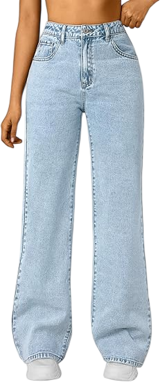 Women's High Waisted Straight Wide Leg Jeans by trendy queen clothing