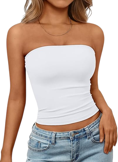 Women's Strapless Bandeau Crop Top by trendy queen clothing